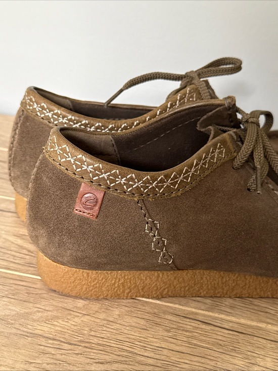 Clarks Shacre II Run Shoes Brown Suede Leather Moccasin Tie Whipstitch NEW sz 12